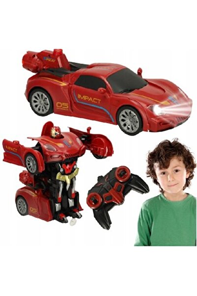 Glow Goods Mașină de curse Transformers cu telecomandă, cu efecte sonore și luminoase, 2,4 GHz, rază de acțiune 15-20 m, roșie