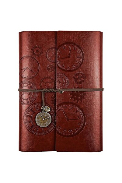 OEM Spiral diary, gift for and women, classic vintage embossed pendants, 23x16.5cm (A5, brown)