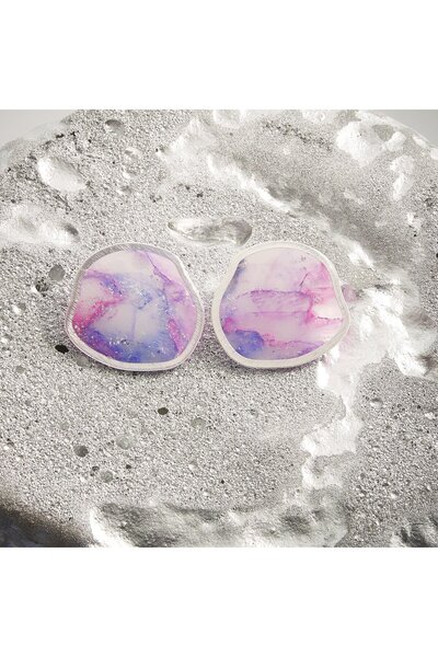 NARRU Handmade earrings, pink, blue, silver, Arya 27