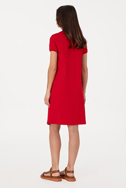 U.S. Polo Assn. Women's Red Polo Neck Mini Length Knitted Dress