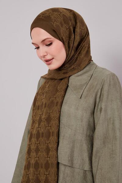 Levidor Khaki Tuğra Pattern Grazia Shawl