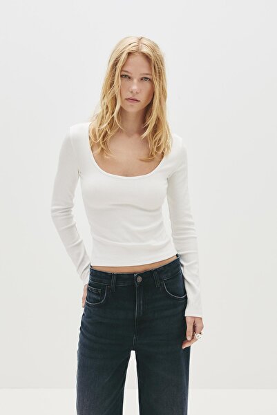 Pull & Bear Fitilli bisiklet yaka tişört