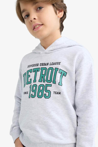 DeFacto Hooded Printed Gray Boy's Sweatshirt F2846A8/Gr400