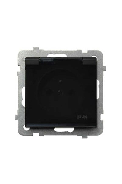 OSPEL Priză simplă Sonata neagră metalică cu împământare 2P+Z clapetă de fum ...