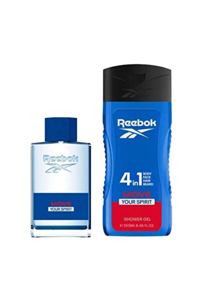 Reebok Set ingrijire pentru barbati, Move Your Spirit, Gel de dus 250 ml, apa de toaleta 100 ml, gea
