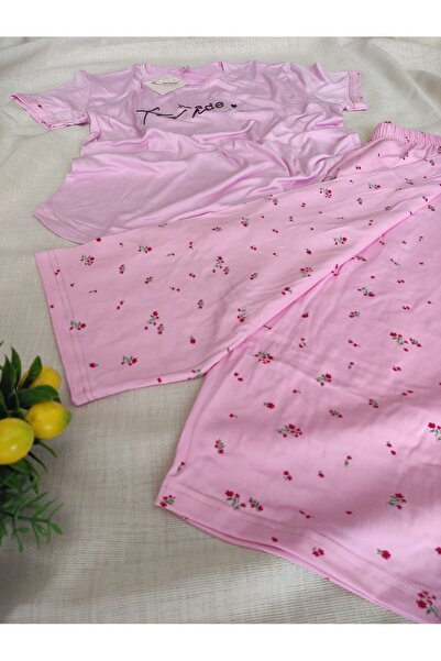 Pijamoni Milan Kumaş Kısa Kollu Kapri Pijama Takımı S/M - L - XL - XXL