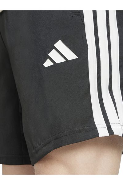 adidas Striped Mid Rise Logo Print Shorts