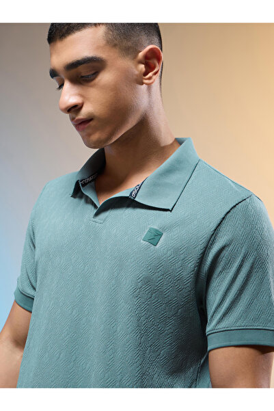 Technosport By Styli Men Jacquard Slim Fit Polo