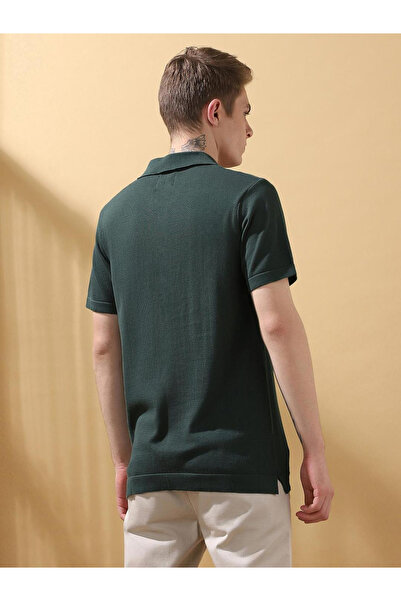 Dennis Lingo By Styli Men Green Relaxed Fit Flat Knit Polo