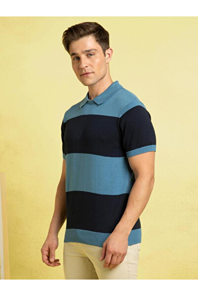 Dennis Lingo By Styli Men Regular Fit Striped Flat Knit Polo