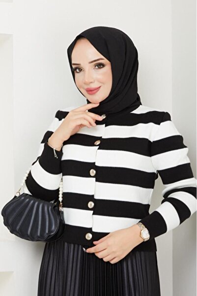 STİLZERAFET سترة قصيرة مخططة بأزرار