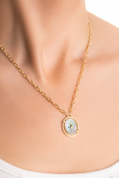 So CHIC... Büyülü Gece 18 Ayar Sarı Altın Kaplama 44 Cm Gümüş Zincir Kolye