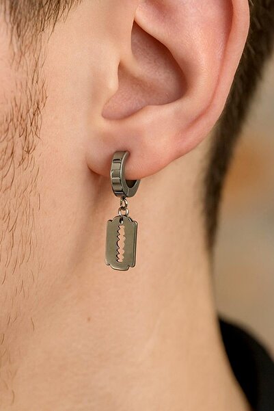 Fildişi Aksesuar Razor Symbol Shaped Unisex No Hole Pinch through Ear Steel Earrings