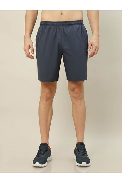 Technosport By Styli Men Plain Charcoal Shorts with Zip Pocket