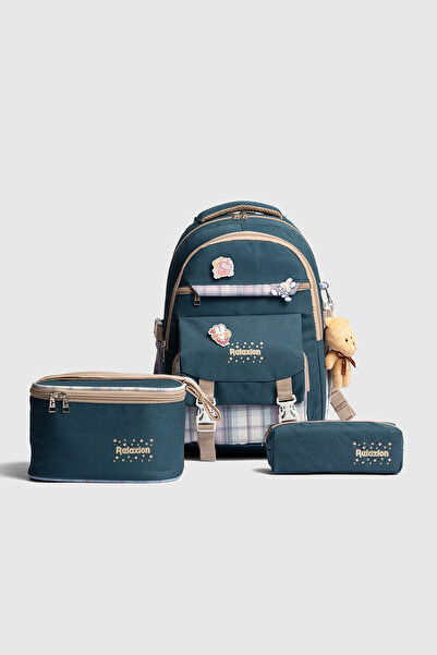 Relaxion Rlx-1396 3'lü Set Çocuk İlkokul çantası Kalemlikli Beslenme Çantalı ...