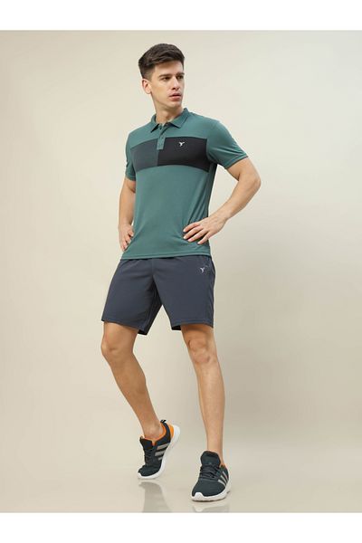 Technosport By Styli Men Plain Charcoal Shorts with Zip Pocket
