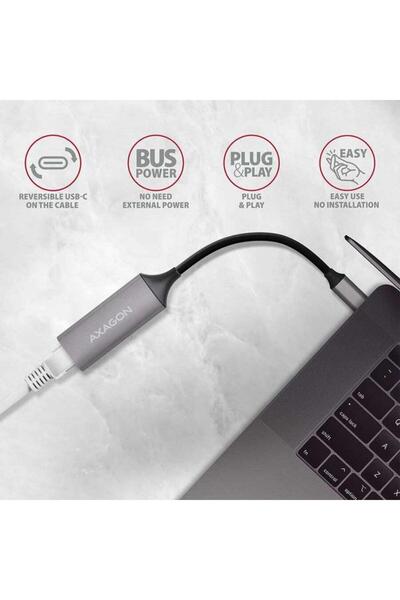 Axagon Placă de rețea ADE-TRC, USB 3.2 Gen 1 Tip-C - RJ45, Gigabit (Gri)