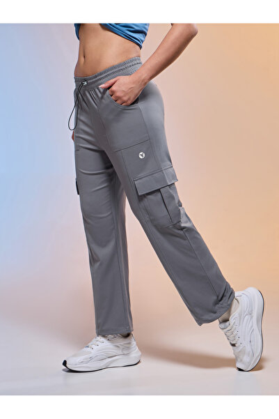 Technosport By Styli Women Solid Slim Fit Sports Cargo Track Pants