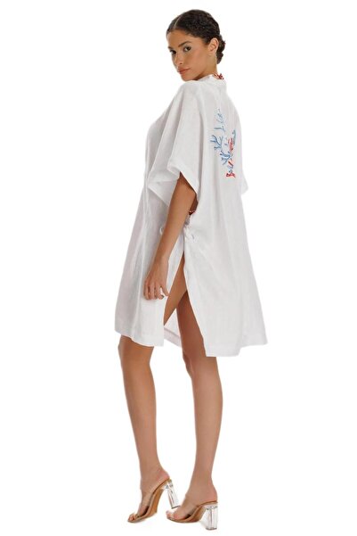 ZEKİ Beyaz İşlemeli Elbise