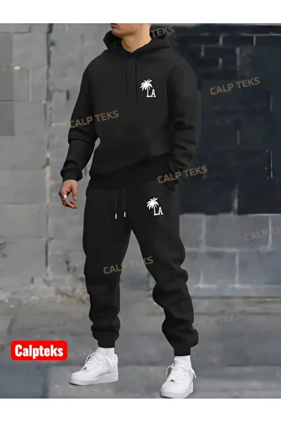 CALP TEKS LA PRINTED HOODIE ΚΑΓΚΟΥΡΟ ΤΣΕΠΗ ΒΑΜΒΑΚΙ ΧΟΝΤΡΟ ΣΕΤ