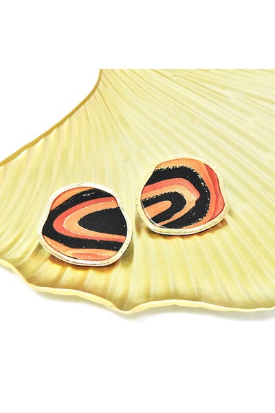 NARRU Handmade earrings, copper, black, gold, Arya 24