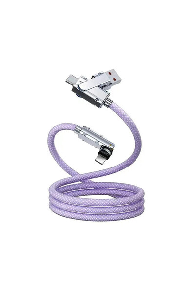 OEM Cablu de date și încărcare rapidă, 2 în 1, QC 3.0, 60W, universal, tip C, 1m, violet