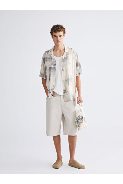 LC Waikiki Standard Fit Cuban Roba Collar Short Sleeve Embroidered Viscose Me...