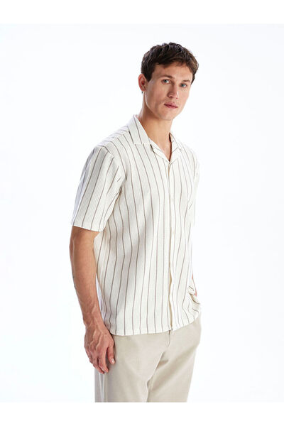 LC Waikiki قميص دوبي مخطط بياقة عادية للرجال