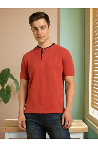 Dennis Lingo By Styli Cotton Regular Fit Henley Neck T-Shirts