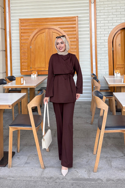 Tarzım Tuba Loose Hijab Suit with Draped Front