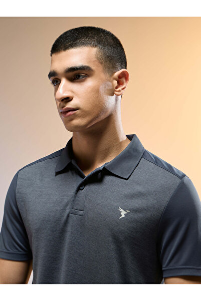 Technosport By Styli Men Grey Slim Fit Melange Polo