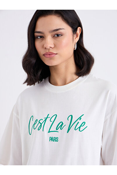 Styli Embroidered Slogan Oversized T-Shirt