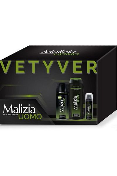 Malizia Set Vetyver 3 pieces, spray 175ml, shaving foam 50ml, shower gel 250ml
