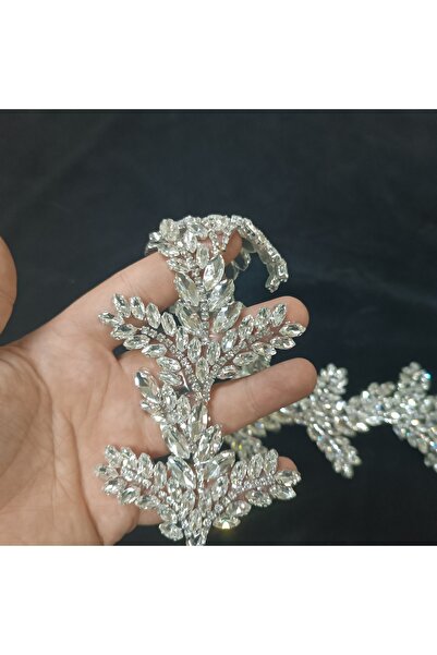 Leylak Store Crystal Stone Iron-On Applique Strip Evening Dress 47cm