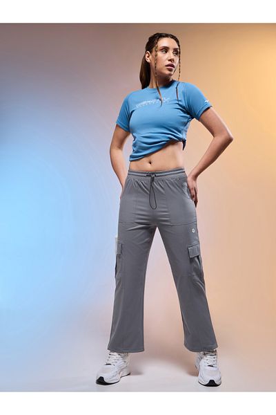 Technosport By Styli Women Solid Slim Fit Sports Cargo Track Pants