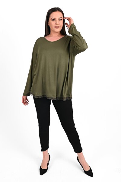 Koza Butik Női szoknyavégű guipúr csipke részletes, nagy méretű blúz 1386-23