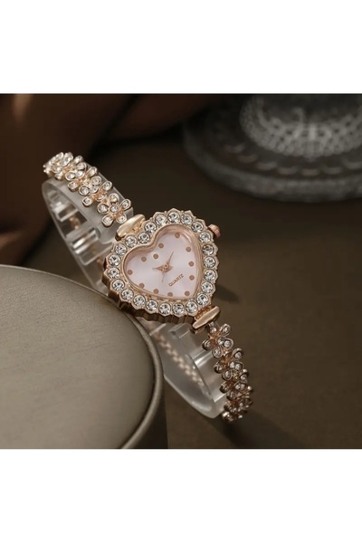 stainless steell Vip Rose Gold Color Heart Dial Watch Bracelet