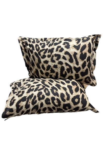 Clasy Ranforce 100% Cotton 2 Pieces Pillow Case Leopard Pattern Yellow-Black