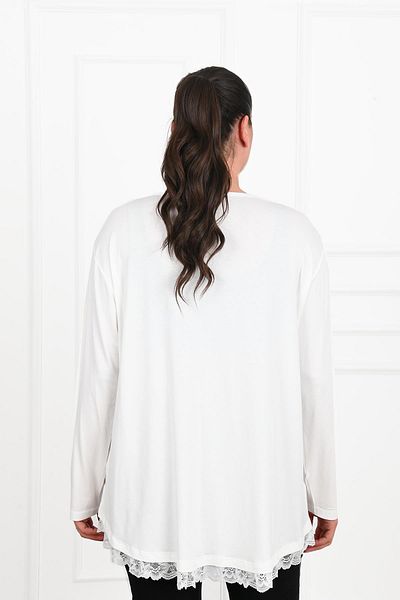 Koza Butik Women's Plus Size Blouse with Guipure Lace Detail on Skirts 1386-23