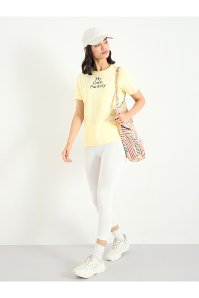 Styli Women Yellow Slogan Print T-Shirt