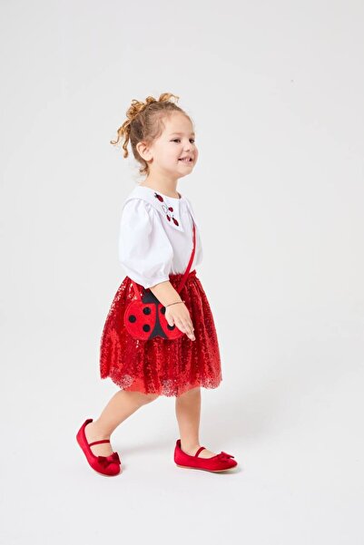 Pinkitokids Ladybug Embroidered Skirt Suit (Bag Gift)