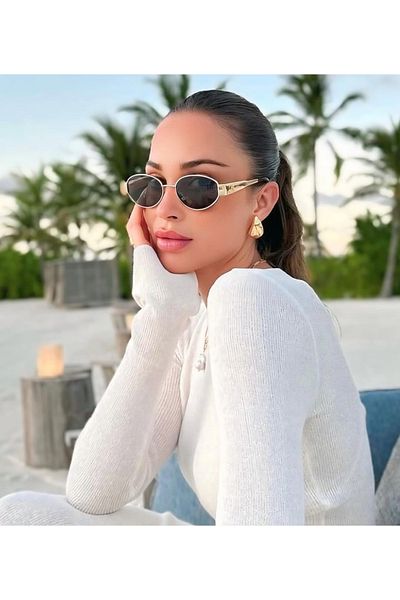 MUADEX Gold Oval Women's Sunglasses with Mineral Glass