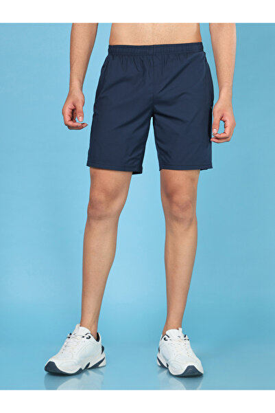 Technosport By Styli Men Plain Navy Shorts with Zip Pocket