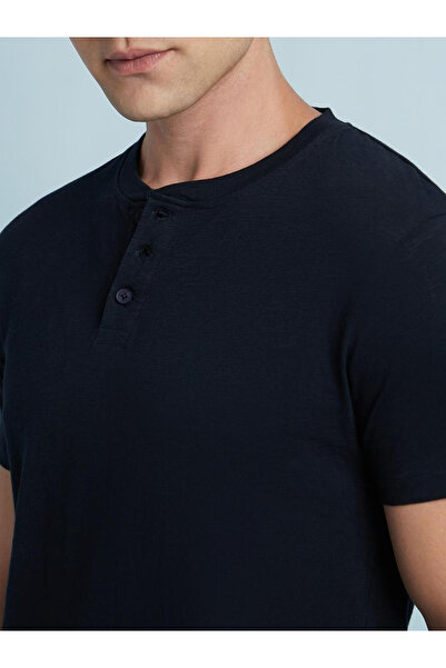 Dennis Lingo By Styli Buttoned Round Neck Pure Cotton T-Shirt