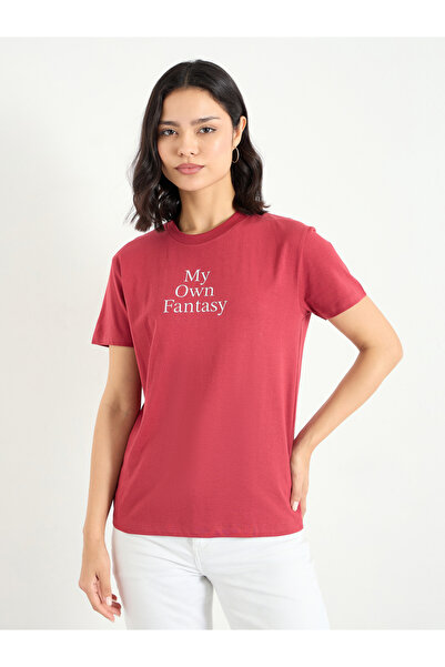 Styli Women Red Slogan Print T-Shirt