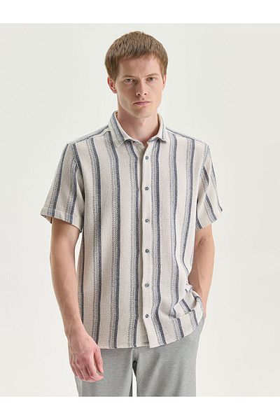 LC Waikiki Create Your Style from Uzg Store |   Regular Fit Short Sleeve Striped Men's Shirt