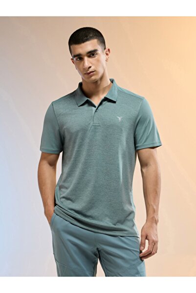 Technosport By Styli Men Green Slim Fit Melange Polo