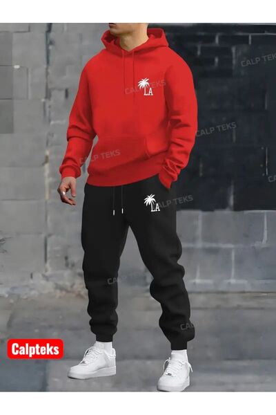 CALP TEKS La Printed Hooded Cotton Thick Set with Kangaroo Pocket