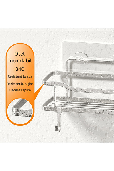 Elindor Shower Shelf, Bathroom Shelf, Stainless Steel, Set of 2 Shelves, Silver