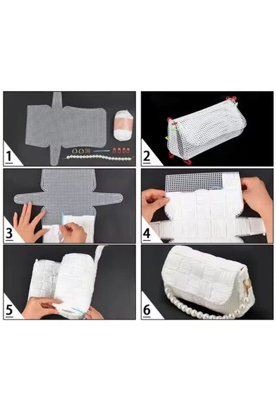 iğne izi Plastic Bag Canvas, Wallet Canvas, Handmade Bag Handmade Bag White 22X44
